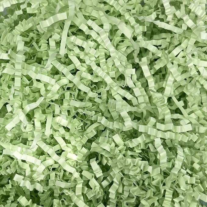 Tisspoms 1LB Light Green Crinkle Cut Paper Shred Filler, Paper Shreds for Basket Fillers, Birthday, Gift Wrapping, Anniversary, Wedding, Halloween, Thanksgiving, Christmas Gift Decor Party Filler