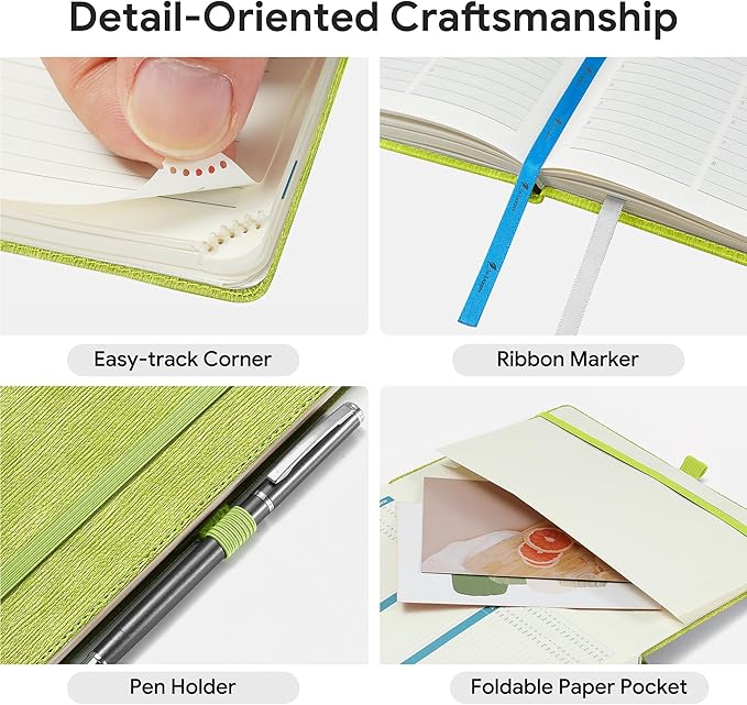 2026-2027 Weekly and Monthly Planner (July 2026–December 2027), 6.5"x3.75", Vertical Layout, 18 Months Agenda with Month Tabs & Pocket, Academic Calendar with Vegan Leather Cover,Apple Green