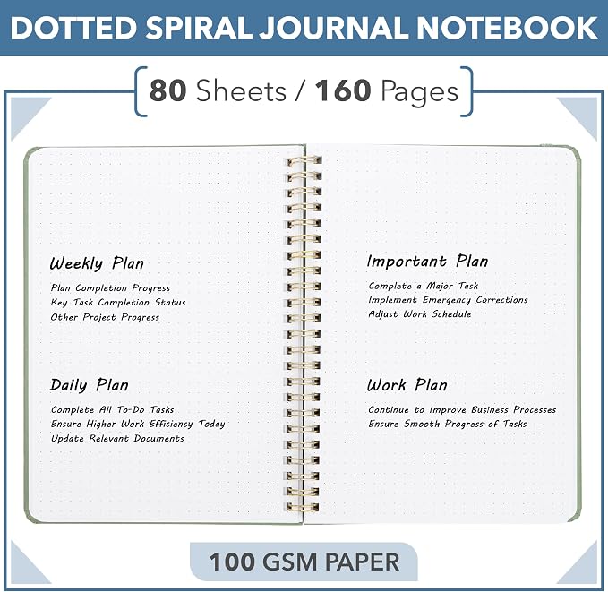 Mr. Pen- Dotted Spiral Journal Notebook Set, A5 (5.7"x7.9"), 160 Pages