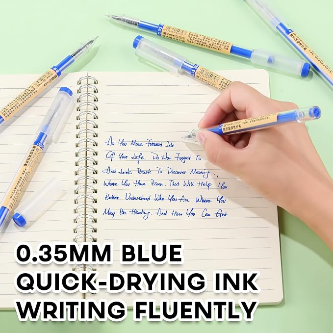 Japanese Style Blue Gel Ink Pens, 0.35mm Extra Fine Point, No Smudge Quick Drying, Japanese Ink Pen for Journal Planners, Thin Notebook Paper, Office School Supplies, 24 Pack, Writing Drawing