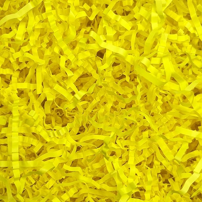 1LB Crinkle Cut Paper Shred Filler, Paper Shreds for Basket Fillers, Birthday, Gift Wrapping, Anniversary, Wedding, Halloween, Thanksgiving, Christmas Gift Decor Party Filler (Fluorescent Yellow)