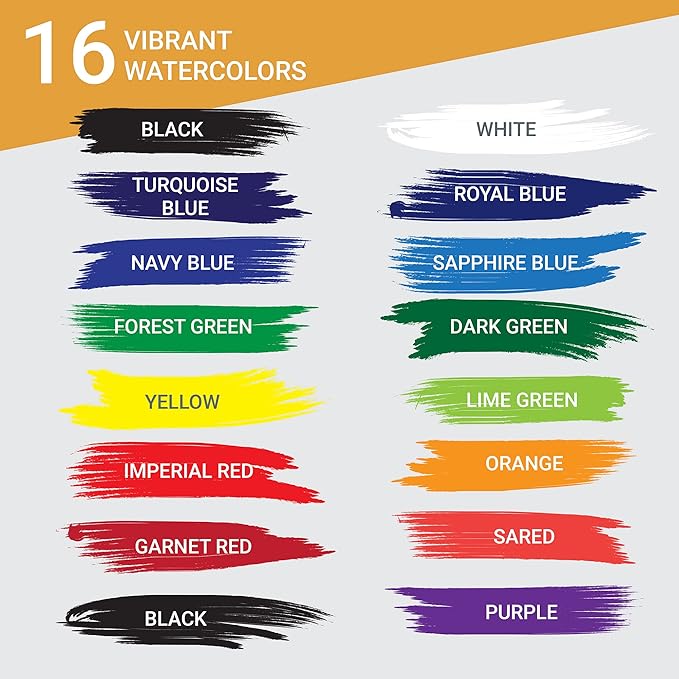 Watercolor Paint Set - 2 Packs of 16 Vivid Colors Watercolor Paint and 6 Paintbrushes for Kids Watercolors Supplies Set - Ultimate Gifting Bundle Water Color Painting Kids