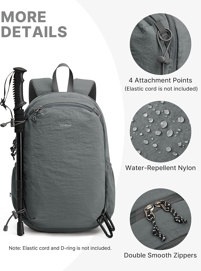 G4Free 15L Hiking Backpack Lightweight Small Daypack for Women Men | Padded Back&Strap, with Chest Strap, for Travel Outdoor Campus, Orange