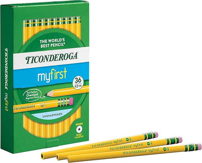 Ticonderoga My First Wood-Cased Pencils, 2 HB, Yellow, 36 Count