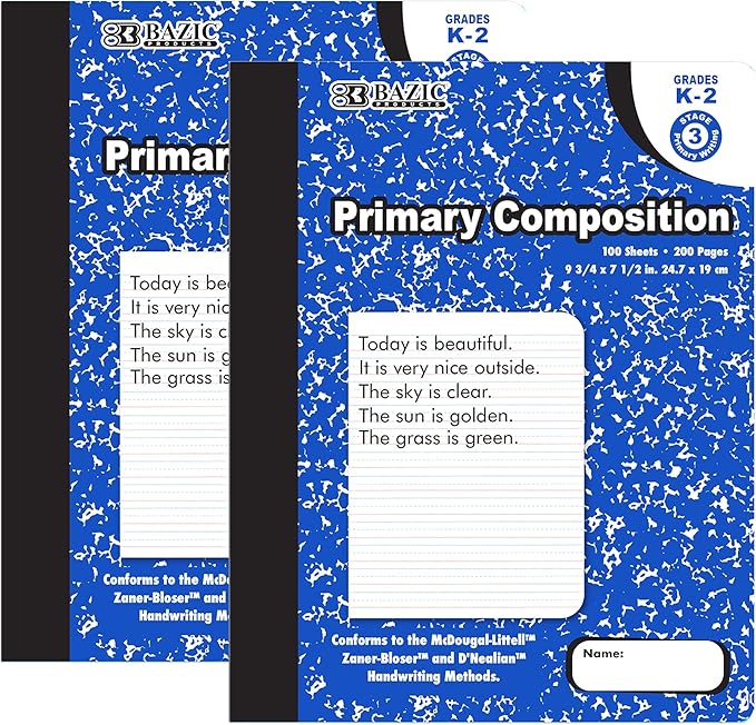 BAZIC PRODUCTS Primary Composition Book, 100 Sheets, Grades K-2