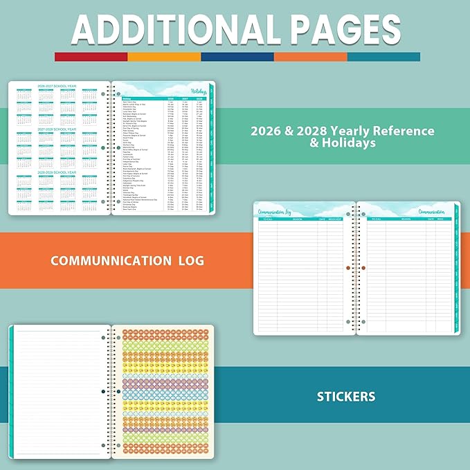 Student Planner 2026-2027 - Academic Planner 2026-2027, July 2026 - June 2027, 11" × 9", Weekly Lesson Planners, Monthly & Weekly School Planners for Middle/High School, Stickers, Week's Goals, Tabs
