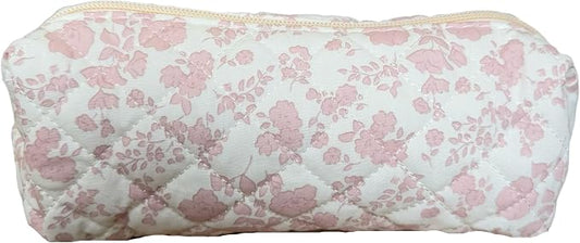 Cute Mini Quilted Makeup Bag for Women Travel Cosmetic Bags Lightweight Coquette Aesthetic Floral Toiletry Organizer Case (O-Begie)