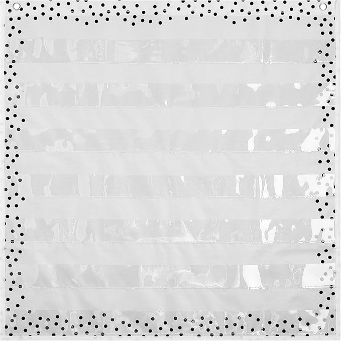 MotiMind Boho Standard Pocket Chart for Classroom, 7 Pockets Chart for Teacher Lessons Home Classroom School Aids Fits Standard 3'' Sentence Strips and Word Cards 28''x28''