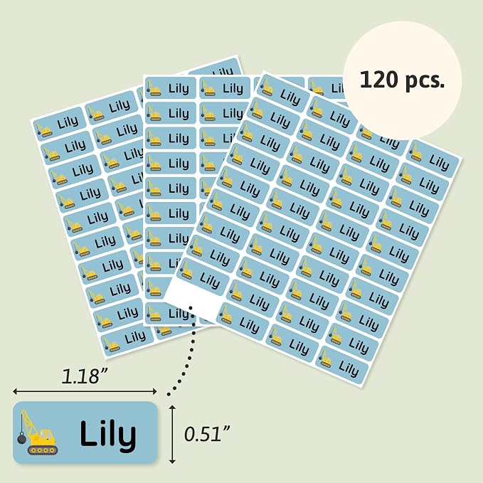 Iron-On Name Labels & Clothing Labels for Nursing Home (120) – Iron On Name Tags & Name Labels for Clothing & Clothes, School & Daycare – Waterproof - Heavy Duty Vehicles