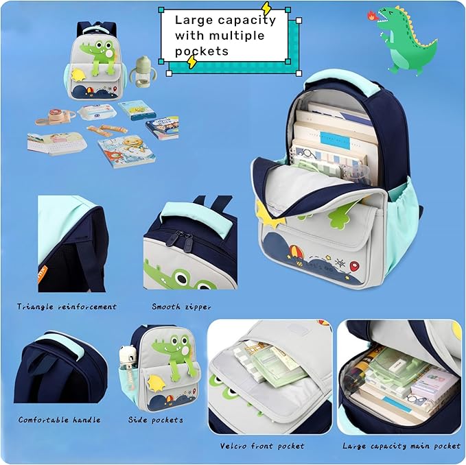 Dinosaur Backpack for Boys Bookbag for Toddler Kids 3-5 Boys School Bags Lightweight Preschool Backpack
