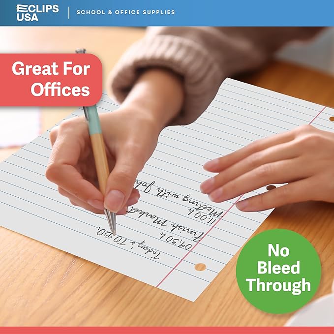 Loose Leaf Paper College Ruled Notebook Paper College Ruled Lined Paper Writing Paper Filler 10.5” x 8” 1800 Sheets 150 Sheets Per Pack 60 gsm (12 Pack)