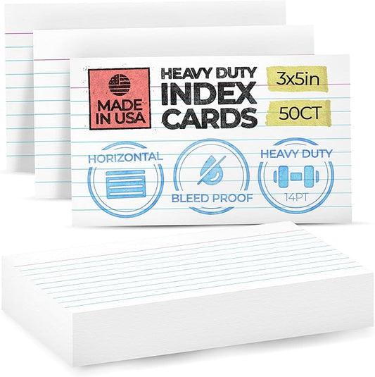 Home Advantage 3x5 Ruled Index Cards - Our 50 Pack of Lined Notecards Use Heavy Duty Cardstock to Make Them Bleed Proof – These Line Ruled Index Cards Make Perfect Flashcards & Note Cards
