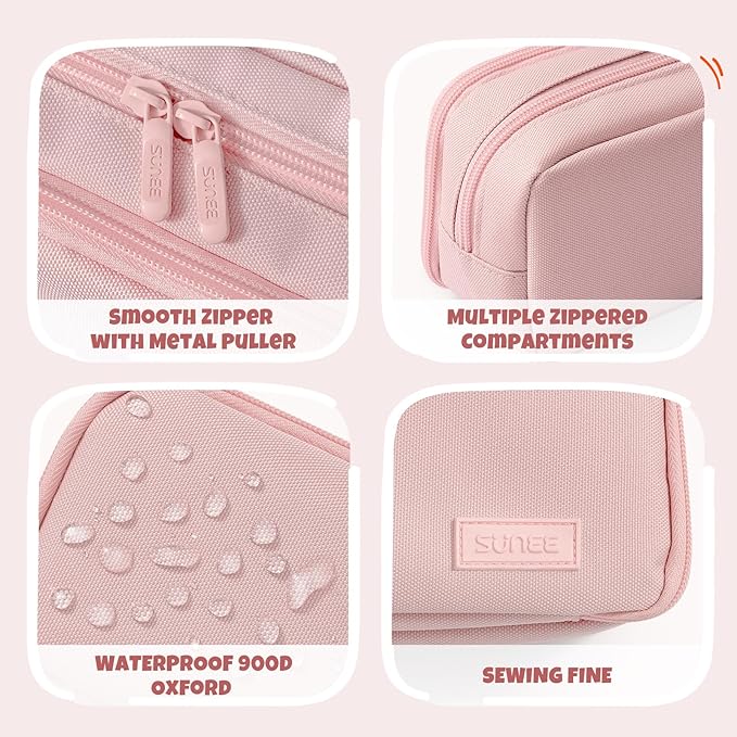 SUNEE Pencil Case, Large Capacity Pencil Pouch, Aesthetic Big Pen Bag 900D Oxford Pen Box for Office Stationery Organizer School Supplies Multifunctional for Teen Boys Girls Women Men, Pink