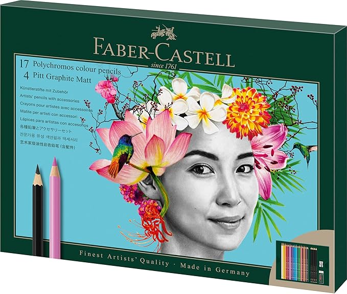 Faber-Castell Polychromos and Pitt Graphite Matte Gift Art Set, 1 Count (Pack of 23), Multicolor 23