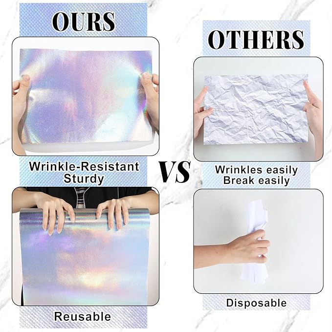 Iridescent Bulletin Board Roll Reusable Waterproof Erasable Silver Holographic Non-Woven Fabric Bulletin Board Roll Iridescent Laser Poster for Teacher Classroom Decors Wrap Crafts 15.75" x 12ft