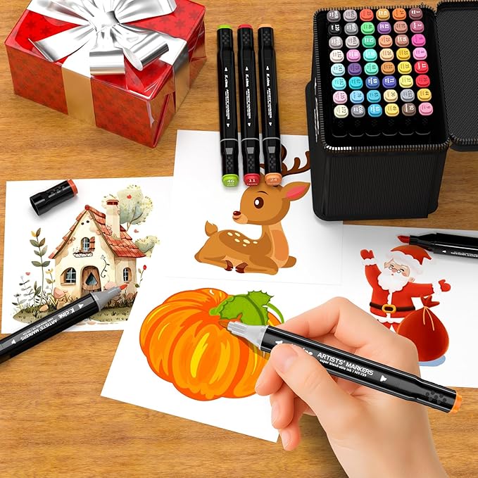 KJSHUANGTANG Alcohol Markers, 48 Colors Dual Tip Art Markers, Drawing, Coloring Marker for Sketching Adult Coloring