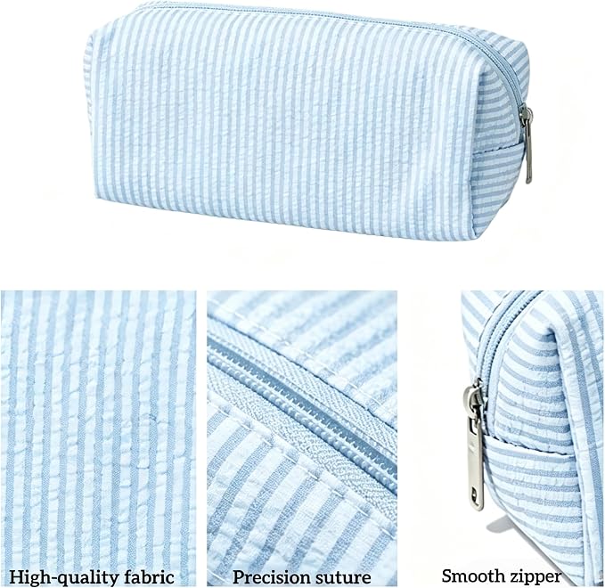 Pencil Case, Pencil Pouch for Women, Pencil Case Small, Pencil Pouch Aesthetic (Striped blue)