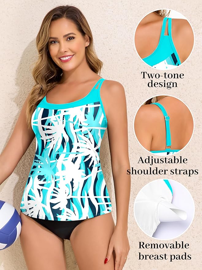 NIeyook Womens Tankini Top Only Slimming Swim Top Modest Tankini Loose Fit Swimsuit Flowy Swimwear No Bottom 2026