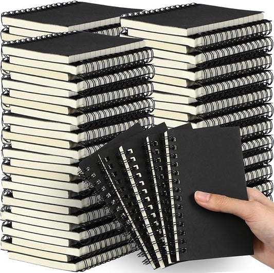 Jutom 200 Pcs Small Spiral Notebooks Memo Pads 3x5 Bulk Small Pocket Notebooks Mini Notepads with Lined Pages Mini Journals for Office School Work Supplies, 120 Pages (Black)