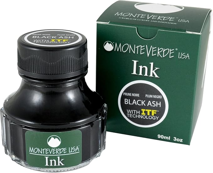 Monteverde USA Ink with ITF Technology, 90 ml Black Ash (G308BK)
