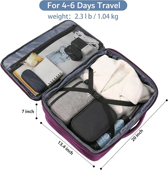 MATEIN Large Purple Travel Backpack, Water Resistant Airplane Backpack for Women, Expandable Casual Daypack for Work, International Trip, Womens Travelling Gifts, 50L