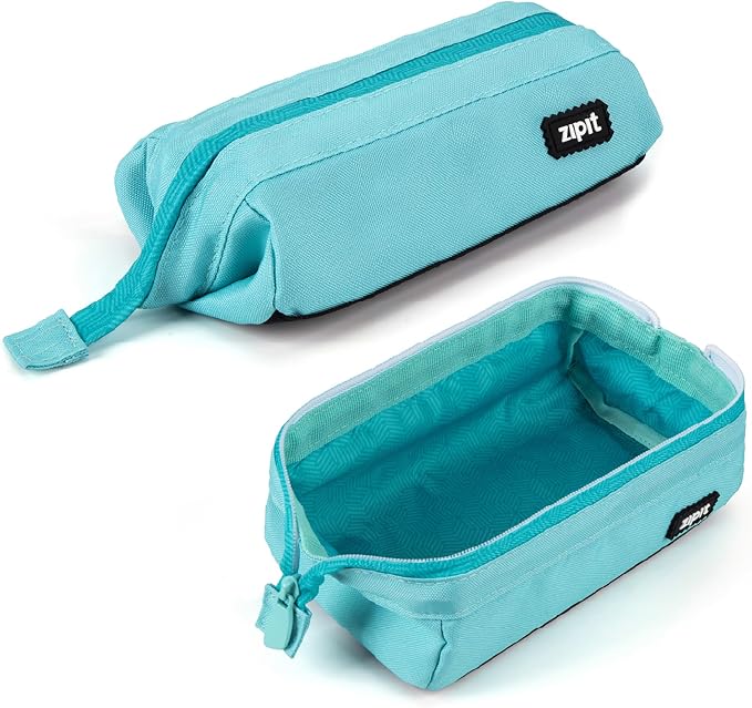ZIPIT Lenny Pencil Case, Wide-Opening Zipper Pouch for Girls and Boys, Teal