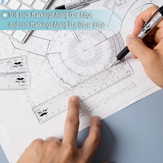 Mr. Pen- Bulk Plastic Rulers, 6 Inch, 100 Pack, Easy-to-Read Markings, Scratch-Resistant Design, Durable Clear Ruler for Crafting Office & School, School Supplies, Bulk Rulers Set, Measuring Tools