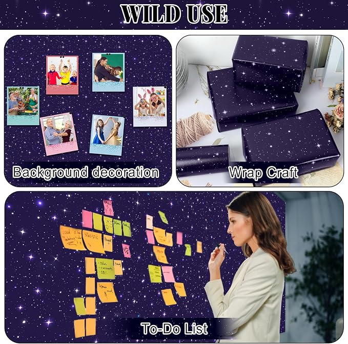 Outer Space Bulletin Board Roll Non-Woven Fabric Poster 15.7" x65.6ft