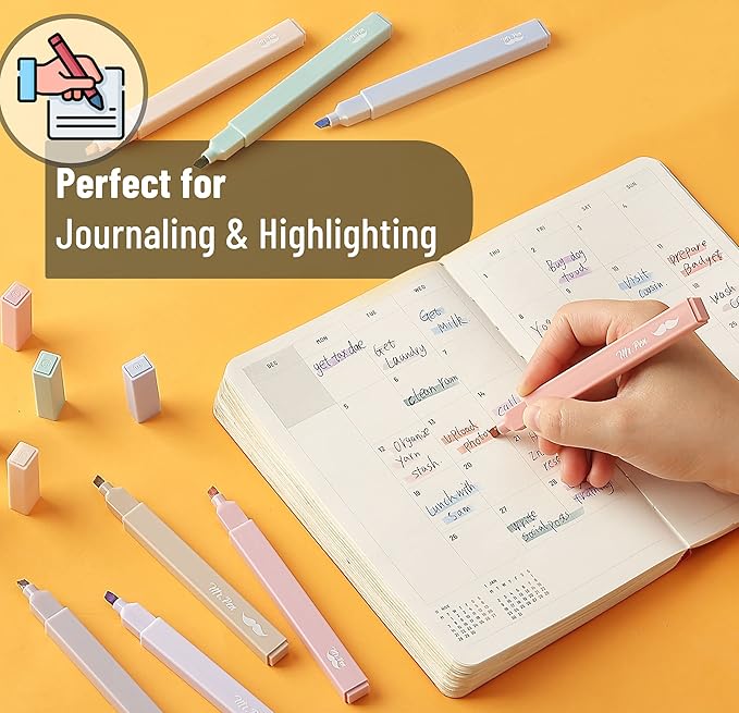 Mr. Pen- Aesthetic Highlighters No Bleed, 16 Pack, Morandi Colors, Chisel Tip, Cute Highlighters Assorted Colors for Journaling, Highlighting, Underlining, Fast Dry, Back to School Supplies