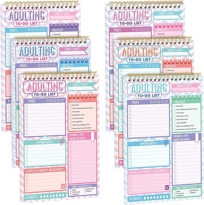 Glenmal 6 Pack to Do List Notepad Undated to Do List Notebook Daily Planner Notepad 180 Sheets for Adult Student Office School Home Supplies 7.8 x 5.2 Inch(Bright,Bright Color)