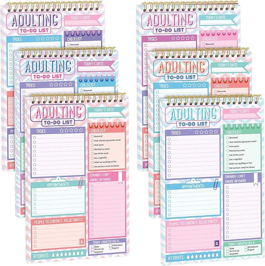 Glenmal 6 Pack to Do List Notepad Undated to Do List Notebook Daily Planner Notepad 180 Sheets for Adult Student Office School Home Supplies 7.8 x 5.2 Inch(Bright,Bright Color)