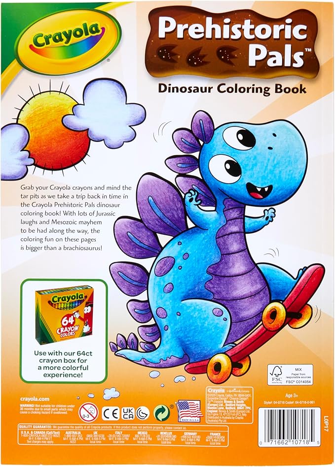 Crayola Dinosaur Coloring Book, 96 Coloring Pages, Ages 3, 4, 5, 6