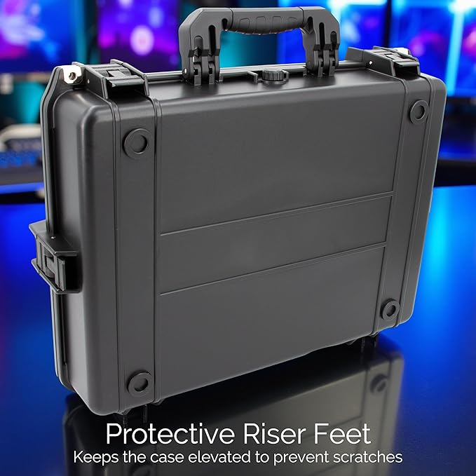 CASEMATIX Waterproof IP67 Laptop Hard Case for 15.6-17.3 inch Gaming Laptops & Accessories - Heavy Duty Hard Laptop Case with Foam Compatible with Asus Acer MSI Alienware Gaming Models & More