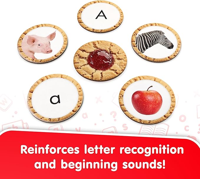 Junior Learning: Alphabet Snacks - Hands-On ABC Letter Recognition-Practice Game, Upper-Lower Case, Picture Clues, Cookie Double-Sided Cards, Kids 4+