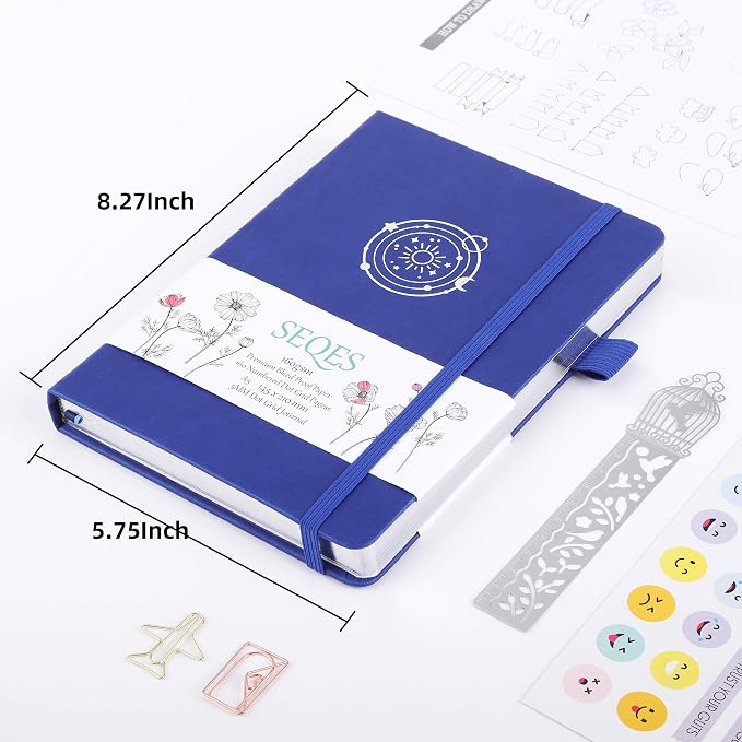 A5 Bullet Dotted Journal Notebook | 160gsm Thick Bleedproof Paper, Lay Flat Binding, 160 Numbered Pages | Hard Cover Dot Grid Notebook/Bullet Journals for Creatives & Professionals(Solar system)