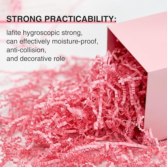 1LB Crinkle Paper Shred Filler for Gift Box On Mother's Day(Pink)