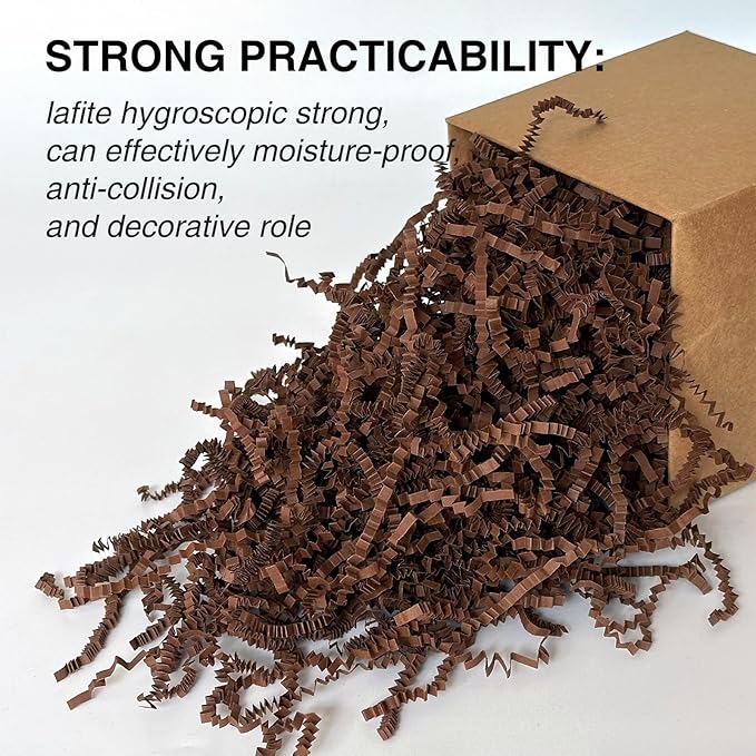 1LB Crinkle Cut Paper Shred Filler for Gift Box Bag and Basket On Holidays(Dark Brown)