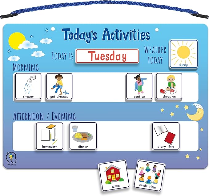 Today's Activities Daily Routine Visual Timetable Magnetic Tile Chart for Children