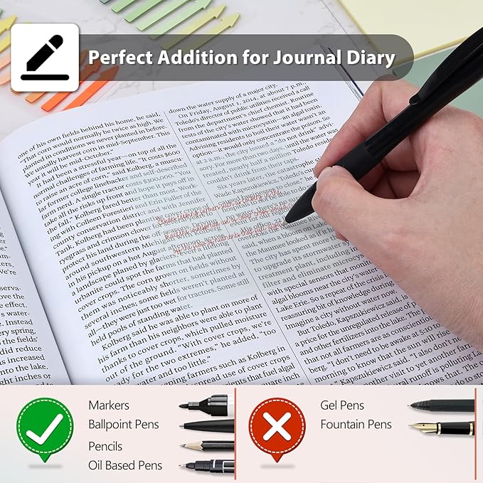 1060 Sheets Transparent Sticky Notes, Clear Tabs and Long Highlighter Strips Page Markers for Books, Writable Annotation Index Flags Tapes for School Office Annotating Supplies (Morandi)
