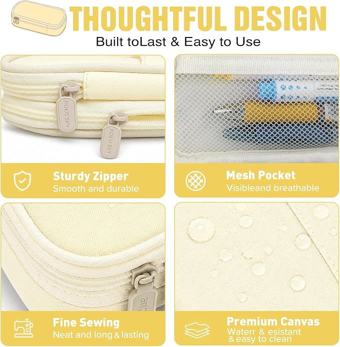 PUPTILY Pencil Case, Large Capacity Aesthetic Pencil Cases with Durable Zipper, Big Stationery Pencil Pouch for Women & Men, Adults Portable Storage Organizer Bag for College, Office, Travel (Beige)