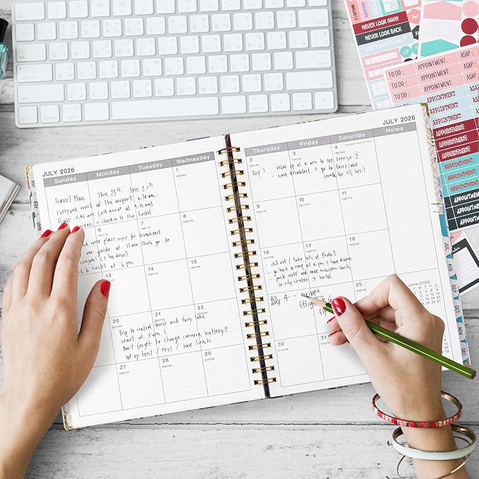 VinTS 2026 Planner,11.6x8.6in Large Weekly Monthly Dated Planner,Jan-Dec.2026 Flower Hardcover Planner Agenda Organizers with stickers, bookmarks, pocket for Women