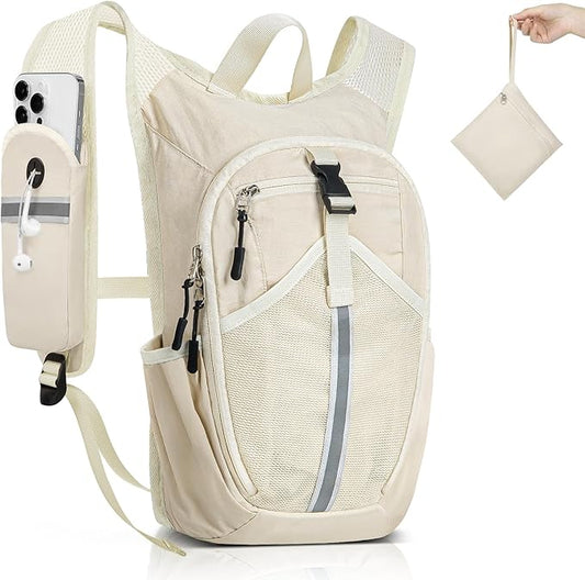 Small Hiking Backpack 15L- Lightweight Packable Foldable Backpack for Travel Camping Outdoor Commute, Compact Rucksack for Women Men(Beige)