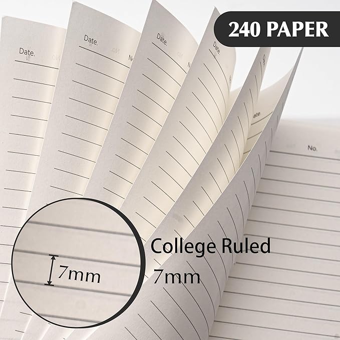 CAGIE 5 Subject Notebook with Dividers, 240 Pages Spiral Notebook 5x7, Small Spiral Notebook College Ruled,100gsm Lined Journal Notebooks with Tabs for Work, School,Office, Note Taking, Black