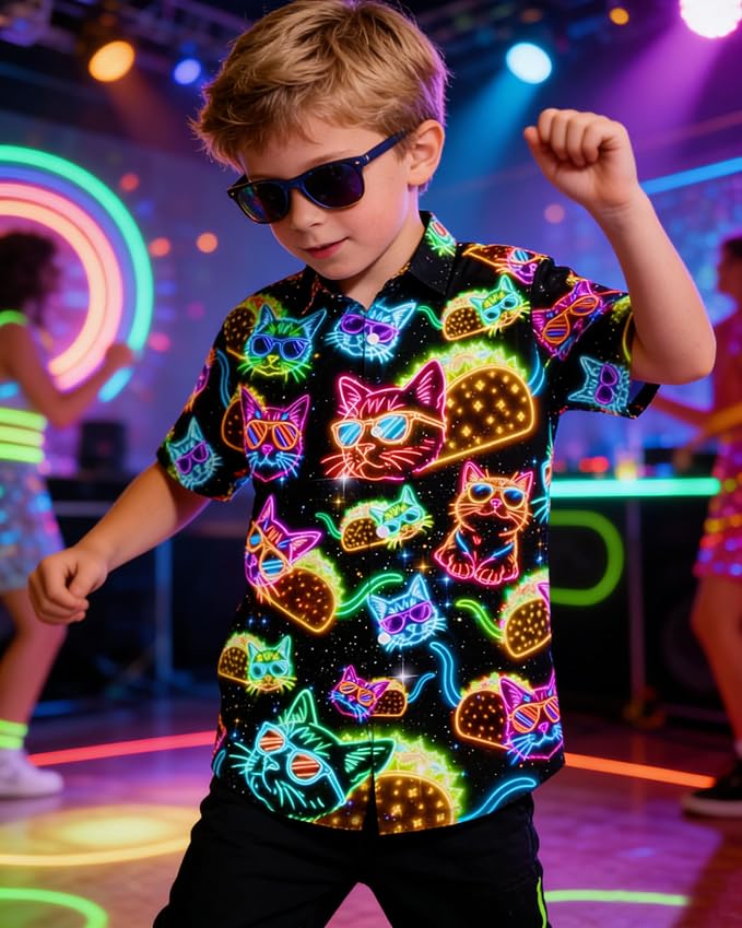 Enlifety 2-10T Kids Hawaiian Shirt Boys Short Sleeve Button Down Shirts Hawaii Summer Casual Blouse