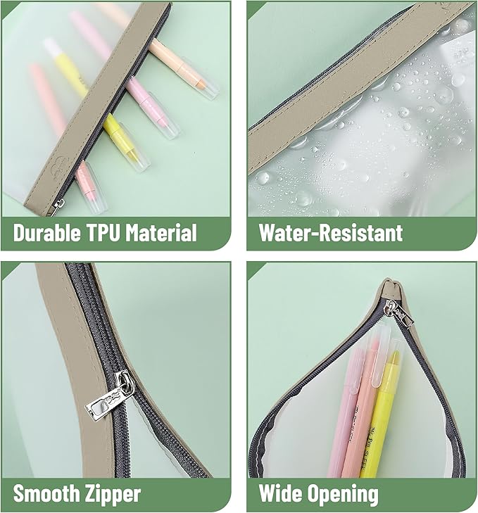 Mr. Pen- Clear Pencil Pouch, 8.50"x4.25", 6 Pack, Durable TPU Material, Medium Water-Resistant Pencil Bags with Smooth Zipper, Multipurpose Clear Pouch for Stationery, School, Office, Travel Supplies