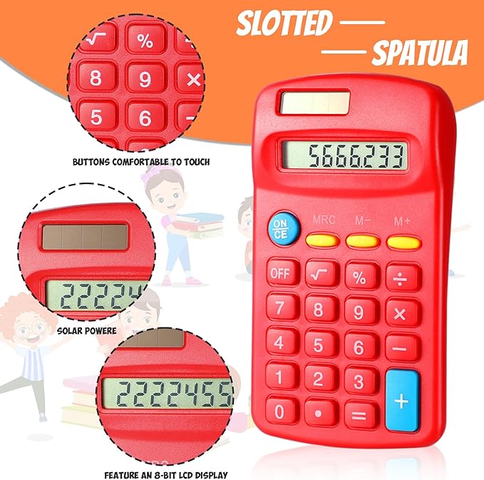 Copkim 24 Pack Student Mini Calculator for Classroom, 8-Digit Display Dual Powered Handheld Math Tools for Teachers, School Supplies and Classroom Rewards, Compact Design(Red)