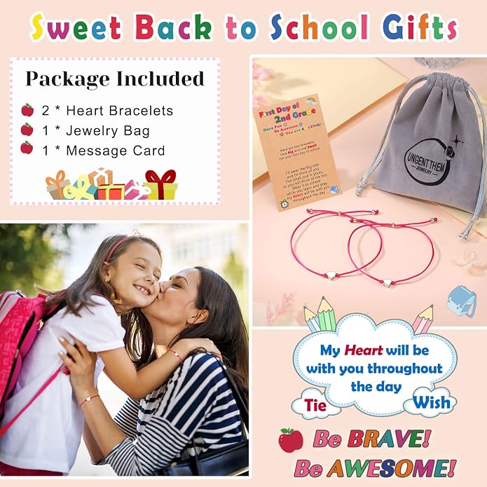 UNGENT THEM Big & Small Heart Bracelets Back to School Gifts for Girls
