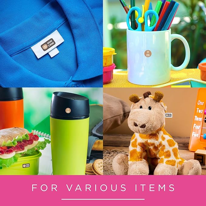 Personalized Daycare Name Labels for Kids, (130 Pack) Waterproof Custom Name Stickers for Clothing Tags, Lunch Boxes and School Supplies, Made in USA by MSC -Lion