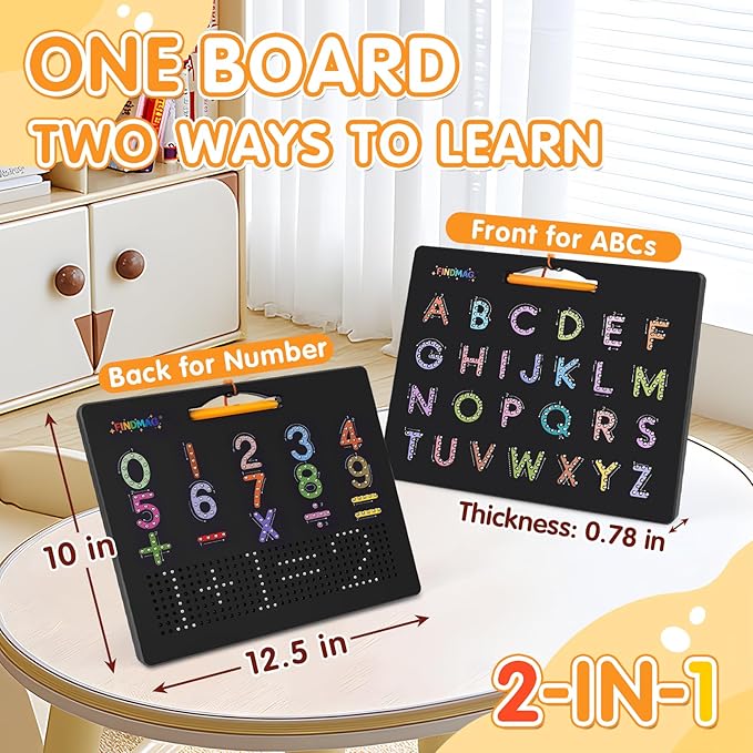 FINDMAG Magnetic Letter Tracing Board, 2 in 1 Magnetic ABC Writing Board for Toddlers, Uppercase & Numbers Practicing Learning Tools, Erasable Educational Board Set Preschool Gifts Toys for Kids