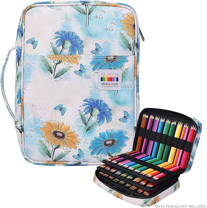 JAKAGO 220 Slots Colored Pencil Case Large Capacity Pen Holder | Zipper Organizer Bag for Marker Highlighter Storage Case for Artist Painter Office Sketch Travel Supplies